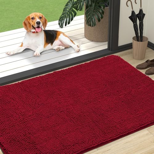 OLANLY Dog Door Mat for Muddy Paws 47x32, Super Absorbent Chenille Mud Mat