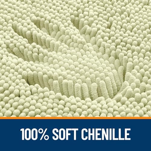 OLANLY Small Bathroom Rugs 24x16, Extra Soft Absorbent Chenille Bath Rugs, Rubber Backing Quick Dry, Machine Washable Bath Mats for Bathroom Floor, Tub and Shower, Home Decor Accessories, Vanilla