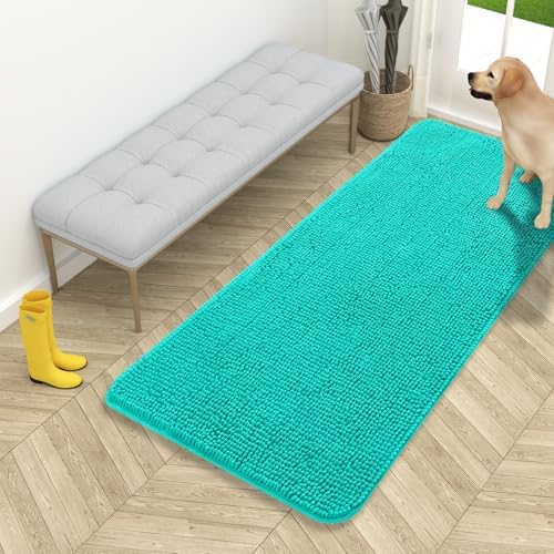OLANLY Dog Door Mat for Muddy Paws 54x24, Super Absorbent Chenille Mud Mat