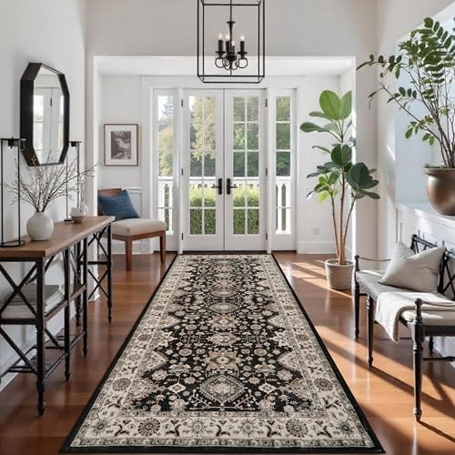 Washable Hallway Runner Rug 4x10: Non Slip Runner Rugs with Rubber Backing