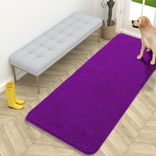 OLANLY Dog Door Mat for Muddy Paws 59x24, Super Absorbent Chenille Mud Mat