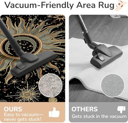 Vacuum-Friendly, 2x6 Washable Area Rug, Black Green Blue