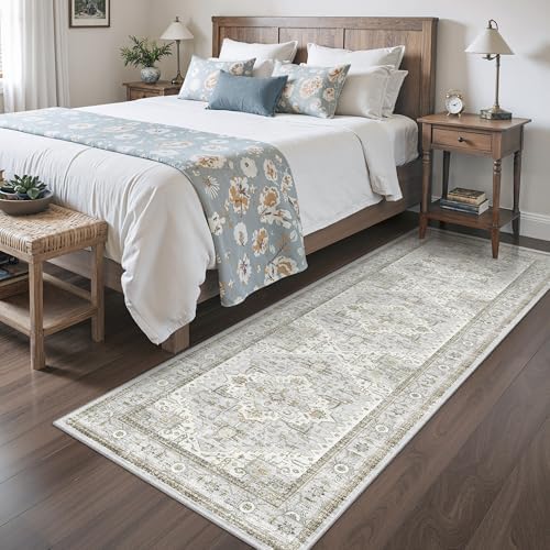 Runner Rug 2'x8' Washable Vintage Rugs for Hallway,Vintage Kitchen Rug Blue