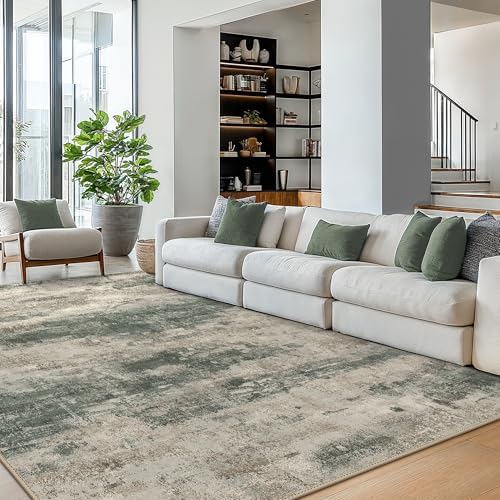 BEIMO 6x9 Area Rug for Bedroom, Green Taupe Washable Abstract Non Slip Rug