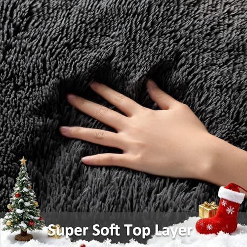 Ophanie Black Area Rug 5x7 Rugs for Living Room, Fluffy Furry Shaggy Fuzzy Rug, Carpets for Bedroom Shag Plush Soft Large, Kids Home Decor Aesthetic with Over 99 pcs Pile fibers