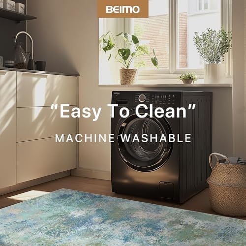 BEIMO 4x6 Area Rugs for Bedroom, Blue Green Washable Abstract Non Slip Rug