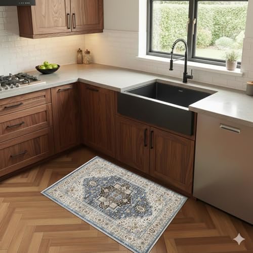 2x3 Area Rug Washable Vintage: Non Slip Throw Rugs for Entryway