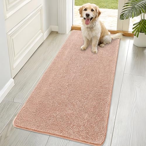 OLANLY Dog Door Mat for Muddy Paws 70x32, Super Absorbent Chenille Mud Mat