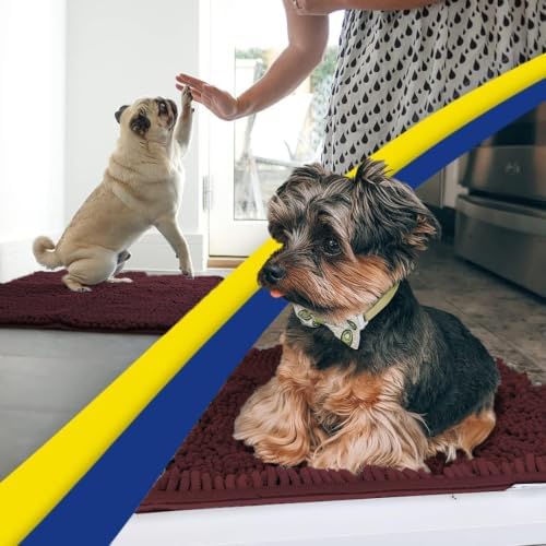 Muddy Mat® | Super Water Absorbent Door Mat Indoor, Microfiber Quick Dry Chenille Entryway Rug, Slip Resistant Front Door Mat, Indoor Mats for Entryway, Machine Washable Pet Rug, Rust 48" x 72"