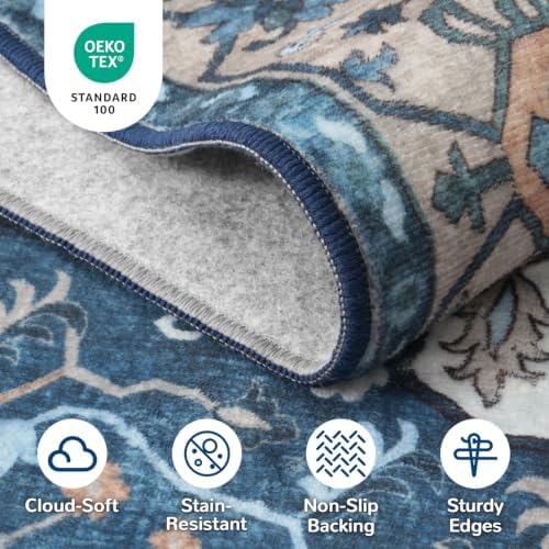 Lessymo 8 x 10 Area Rugs for Living Room,Soft Washable Carpet Blue Brown