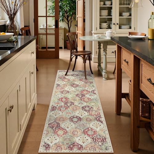 Lahome Moroccan Hallway Runner, 2x6 Kitchen Runner Rug Non Skid Washable