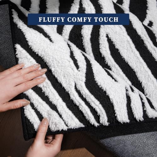 YIHOUSE Zebra Hallway Runner Rugs 2x6: Black and White Modern Washable Rug