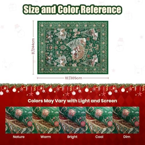 zesthome 8x10 Area Rugs, Washable Green Christmas Rugs for Living Room