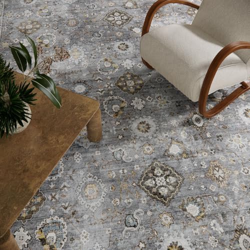 Machine Washable Rug for Living room: 5x7 Area Rugs Boho Vintage Rugs Stain Resistant Non Slip Low Pile Lightweight Soft Carpets for Bedroom Kitchen Dining Room Nursery Kids Room Farmhouse Home Office