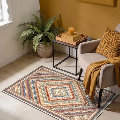 Keen Home Design Vintage Washable Entryway Rug, Non-Slip Low Pile, 2x3