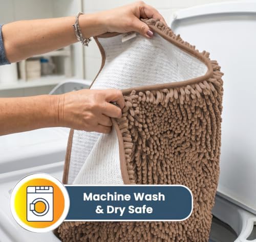 Muddy Mat® | Super Water Absorbent Door Mat Indoor, Microfiber Quick Dry Chenille Entryway Rug, Slip Resistant Front Door Mat, Indoor Mats for Entryway, Machine Washable Pet Rug, Mocha 3ft x 8ft