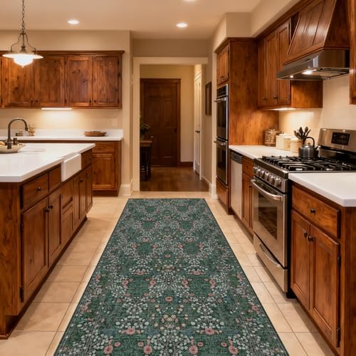 Washable 2' x 6' Runners for Hallways Soft Carpet (Green)