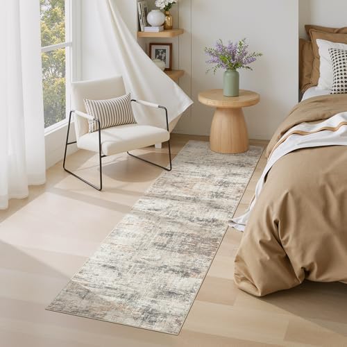 3x8 Area Rugs for Hallways, Abstract Washable Non-Slip Runner Rug, Gold