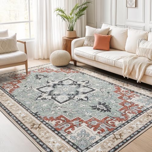 Lofus 6x9 Area Rugs for Living Room and Bedroom, Beige Washable Carpets