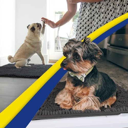 Muddy Mat® | Super Water Absorbent Door Mat Indoor, Microfiber Quick Dry Chenille Entryway Rug, Slip Resistant Front Door Mat, Indoor Mats for Entryway, Machine Washable Pet Rug, Charcoal 18"x28"