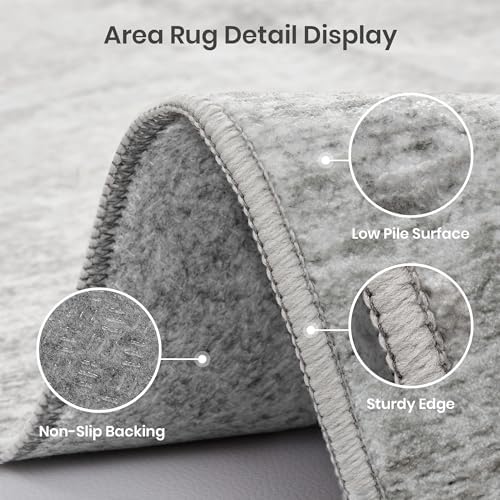 Valenrug 5x8 Area Rug Non Slip, Large Washable Rugs for Living Room, Grey