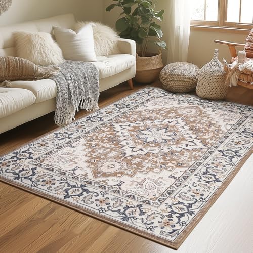 Lessymo 4 x 6 Area Rugs for Living Room, Machine Washable Faux-Wool Rugs