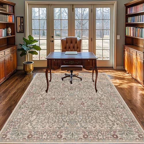 5x7 Washable Area Rugs for Living Room Soft Carpet (Moss)