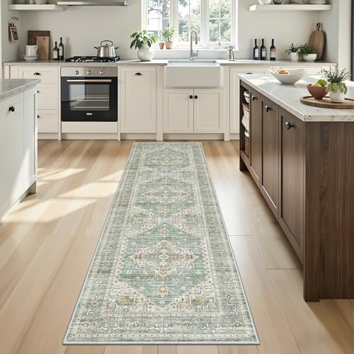 Runner Rug 2x5 Washable Runners for Hallways, Kitchen Runner Entryway Green
