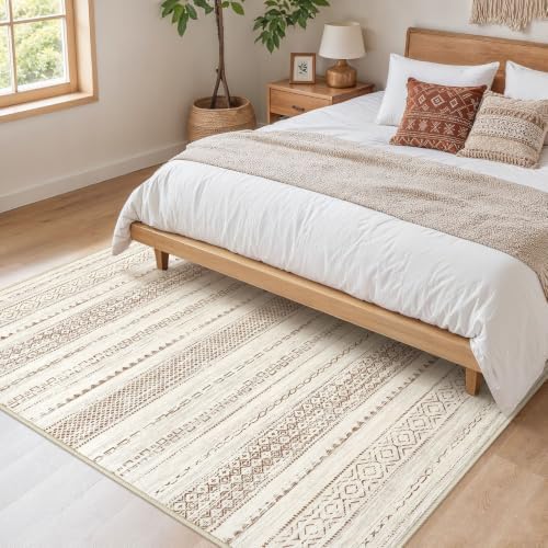Nakagishi Boho 4x6 Area Rug Living Room Rugs Machine Washable Brown