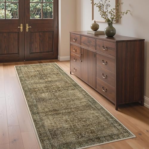 Bavni 6x9 Area Rugs for Living Room, Washable Low Pile, Brown Olive