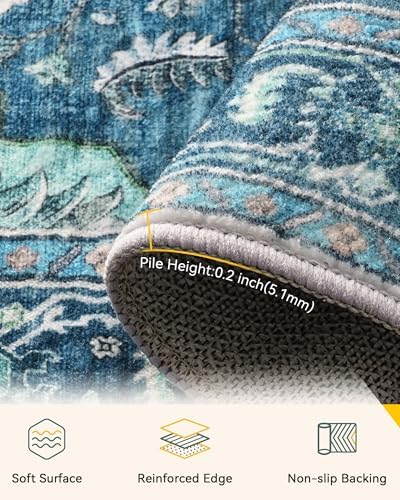 RELEANY Washable Area Rug, Runner 2'x6', Teal