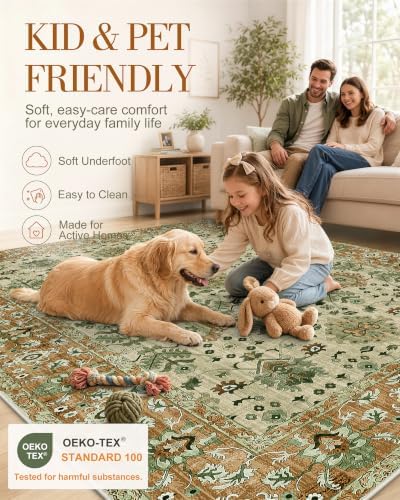 OLANLY 4x6 Washable Area Rug, Soft Non Slip Carpet for Bedroom Living Room