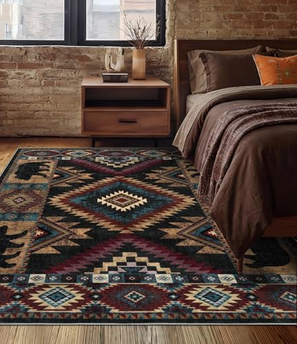YIHOUSE Washable Western Cabin Area Rugs 4x6 Brown