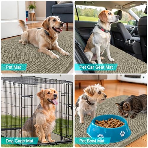 OLANLY Dog Door Mat for Muddy Paws 70x32, Super Absorbent Chenille Mud Mat