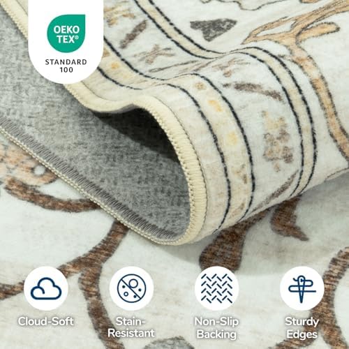 Lessymo Area Rugs 9x12 for Living Room,Large Washable Carpet Light Beige