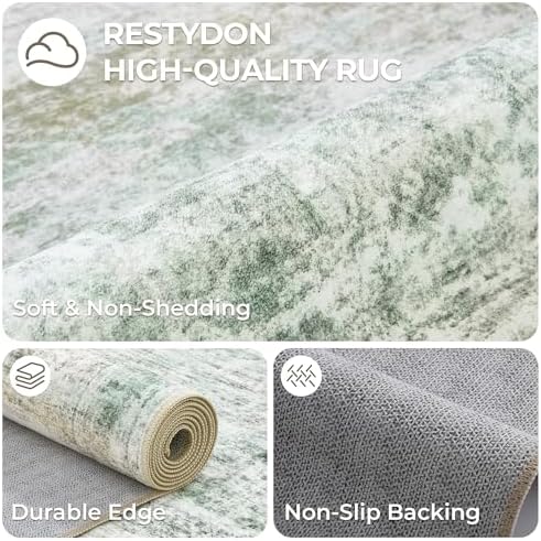 2x8 Runner Rug Non Slip,Washable Hallway Runner Rug,Green