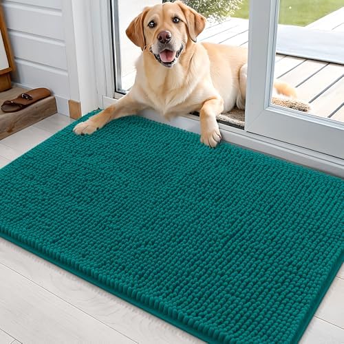 OLANLY Dog Door Mat for Muddy Paws 36x24, Super Absorbent Chenille Mud Mat