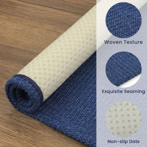 EARTHALL Washable Runner Rug, Non Slip Kitchen Rug, 2x7 Ft, Heathered Blue