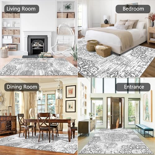 HEBE Area Rug for Living Room 6'x9', Washable Non Slip Boho Bedroom Rug