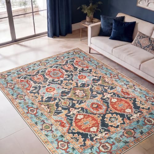 Keen Home Design Vintage Washable Area Rug, Non-Slip Low Pile, 5x7