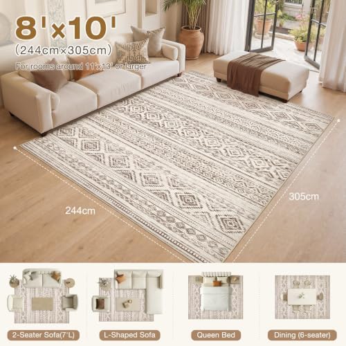cotiled Boho 8x10 Area Rugs for Living Room: Large Moroccan Washable Rug