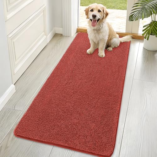 OLANLY Dog Door Mat for Muddy Paws 70x35, Super Absorbent Chenille Mud Mat