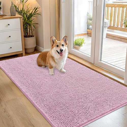 OLANLY Dog Door Mat for Muddy Paws 54x32, Super Absorbent Chenille Mud Mat