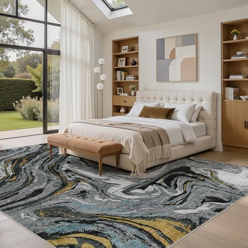 DMOYEST 10x12 Washable Area Rug Abstract Modern Non-Slip Indoor Carpet