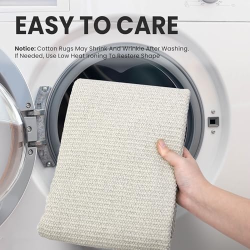 EARTHALL Washable Entryway Rug, Non Slip Doormat, 2x3 Ft, Cream/Grayish