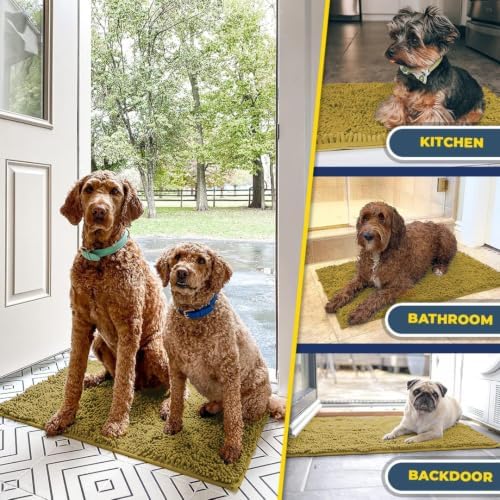 Muddy Mat® | Super Water Absorbent Door Mat Indoor, Microfiber Quick Dry Chenille Entryway Rug, Slip Resistant Front Door Mat, Indoor Mats for Entryway, Machine Washable Pet Rug, Mustard 36" x 120"