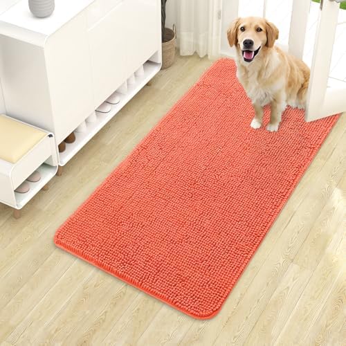 OLANLY Dog Door Mat for Muddy Paws 40x24, Super Absorbent Chenille Mud Mat