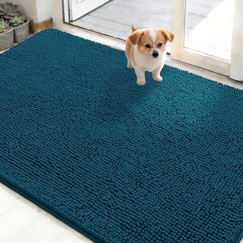 OLANLY Dog Door Mat for Muddy Paws 50x30, Super Absorbent Chenille Mud Mat