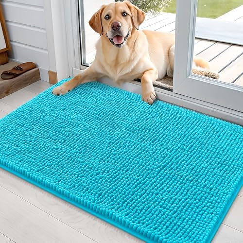 OLANLY Dog Door Mat for Muddy Paws 35x24, Super Absorbent Chenille Mud Mat