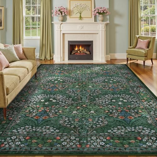 Lahome Floral 10x14 Area Rugs for Living Room, Soft 10x14 Washable Rugs
